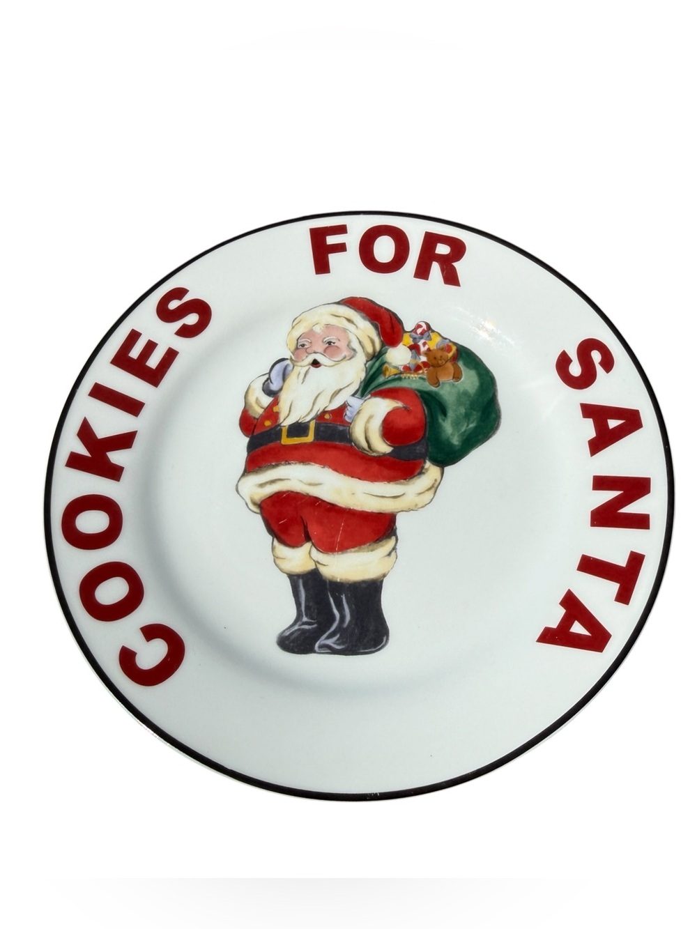 Linens ’n Things Cookies for Santa Plate 8” Ceramic Christmas Holiday Decor